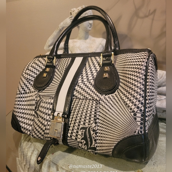 L.A.M.B. Gwen Stefani Samburu Speedy Satchel Leather Canvas Designer Celeb #33 - Picture 4 of 17